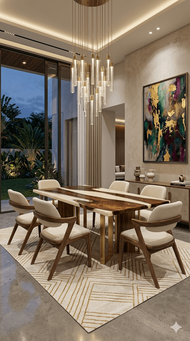 Teak & White Resin Table